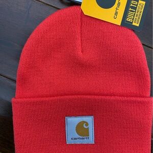 Carhartt Men's Acrylic Watch Knit Cuffed Beanie Hat A18-R85 Bittersweet Red New